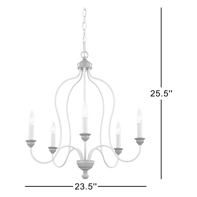 Avajo 5 - Light Dimmable Classic / Traditional Chandelier, Chalk Washed/Beachwood, Not Energy Star, No
