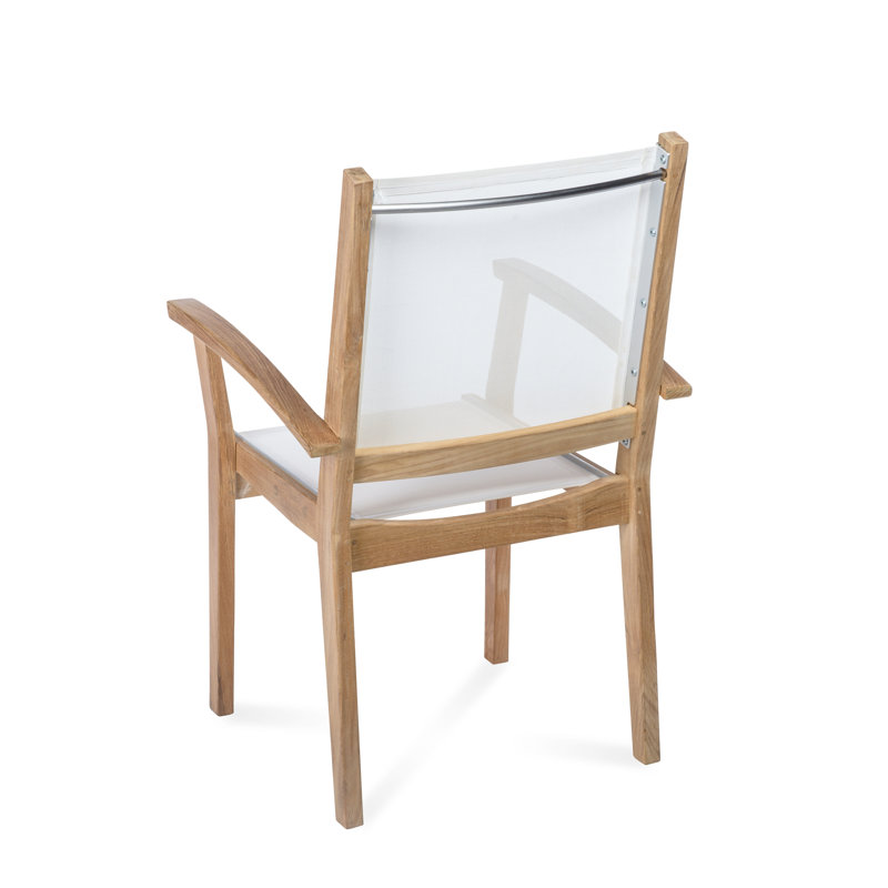 Chaise de patio empilable en teck Barbados, Blanc