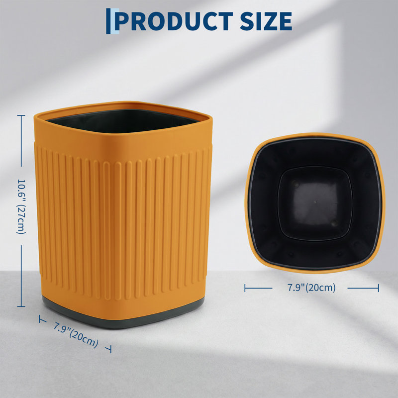 Poubelle de cuisine en métal de 6,8 litres (1,8 gallon) – Étanche, petite poubelle décorative pour salle de bain, bureau, chambre – Orange