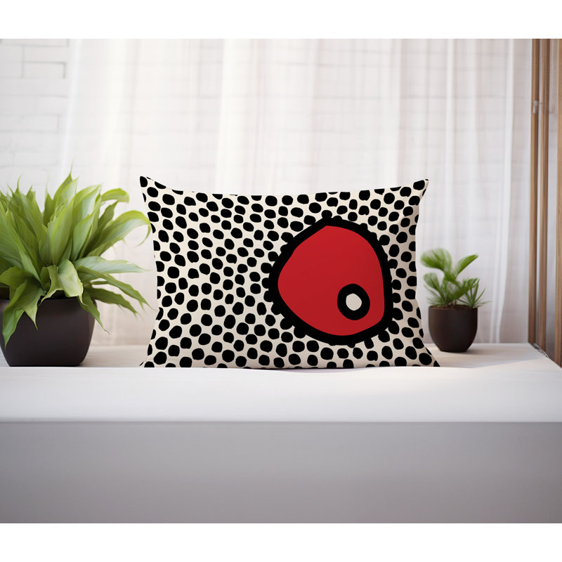 Coussin lombaire réversible intérieur / extérieur Jai Abstract, H 14 po x l 20 po, Rouge