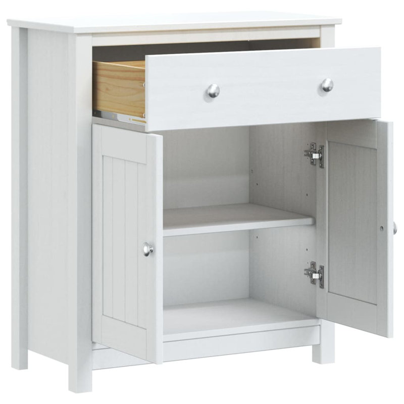 Armoire de salle de bain en bois de pin massif blanc