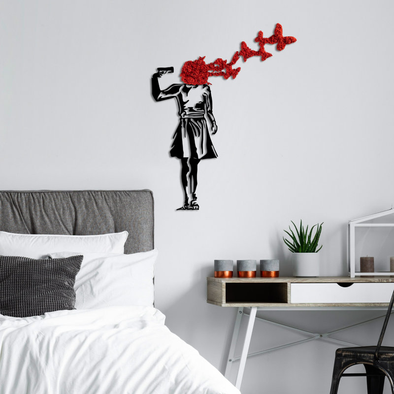 Handmade Decorative Metal Wall Accessory, 25.9 x 20.1 inches | 100% Metal with 0.06 inch Thickness | Red & Black Finish | Unique Design, Perfect for Home Decor & Modern Interiors, Easy to Hang, Textured Variation