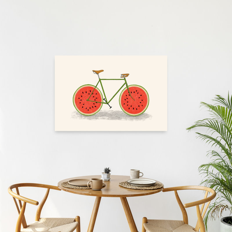 Watermelon, impression d'art mural contemporain bicyclette, 24" H x 36" W