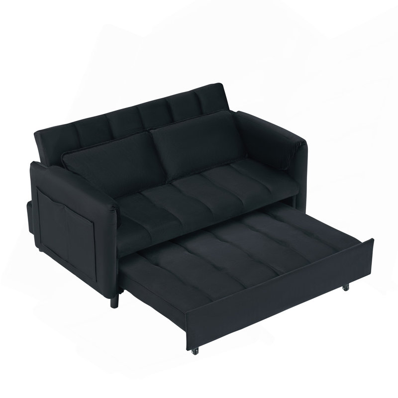 Canapé 52 po en velours noir moderne, Noir