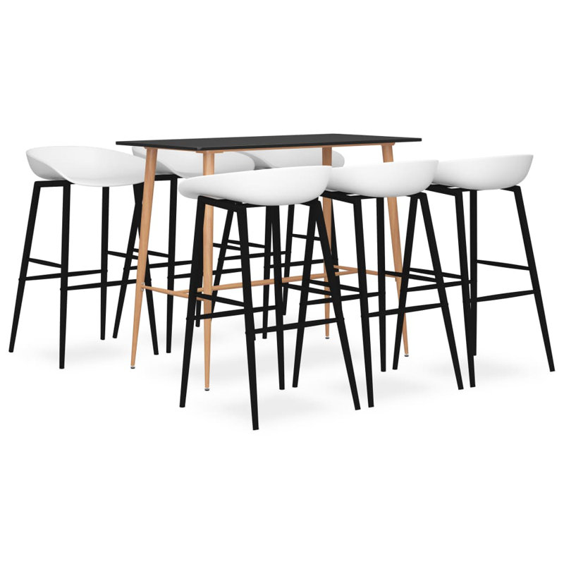 Barlow 6 - Person Dining Set, Black, White/Black
