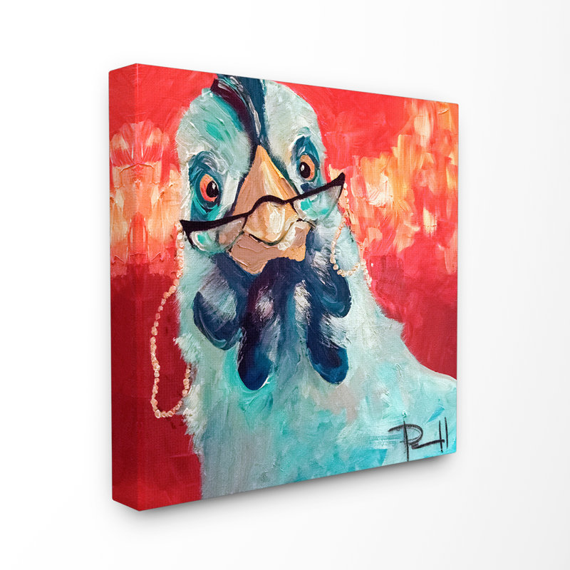 «Stylishly Appalled and Painterly Chicken», reproduction d'impression, Toile tendue, H 17 po x l 17 po