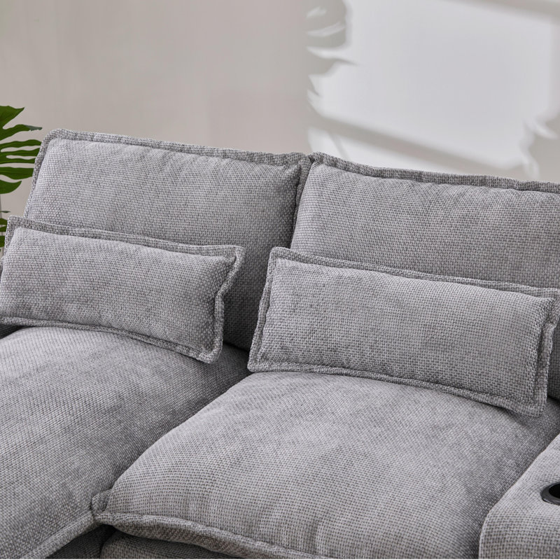 Divan modulaire de 127 po pour salon, canapé modulaire en U en forme de nuage avec haut-parleur console Bluetooth pour salon - gris