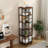 5 Tiers Rotating Bookshelf, Corner Bookcase, 360 Display Wood Spinning Bookshelves, Floor Standing Bookcase Narrow Shelf, Rustic Brown