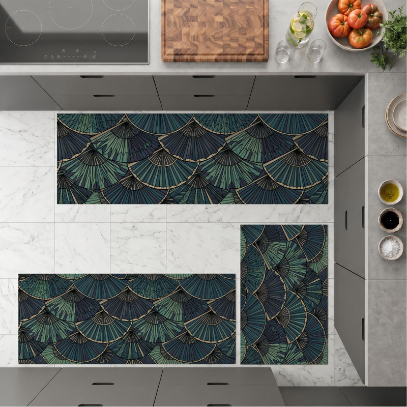 Fan Pattern Non-Slip Washable Kitchen Mats