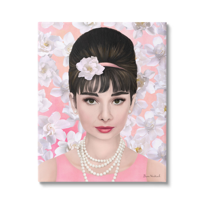 Audrey Hepburn, accessoires de mode polis, art mural sur toile par Diane Neukirch, L 36 po x H 48 po