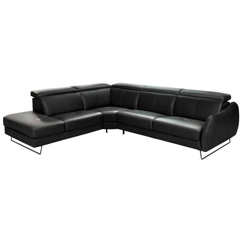  Canapé modulaire en cuir véritable gris foncé Firenze, Orienté à gauche (vu de face)