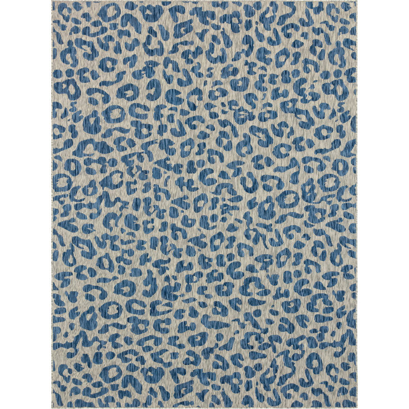 Munk Animal Print Blue/Gray Indoor/Outdoor Area Rug, Rectangle 9' x 12'2"