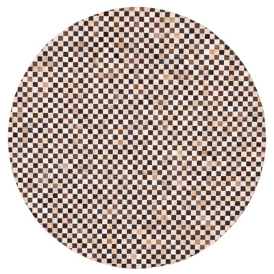 Cowhide Patchwork Brown, Ivory Rug 6'6" x 6'6"