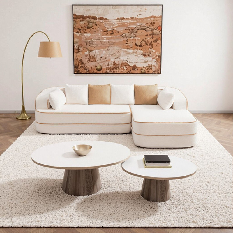 Canapé en velours modulaire Cloud-Like Teddy, Blanc