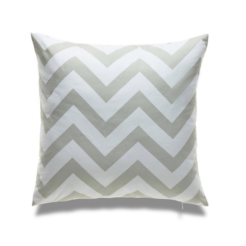 Chevron Reversible Throw Pillow, Taupe, Feather