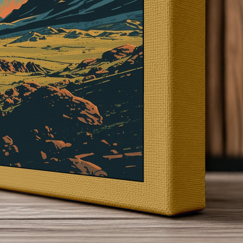 Alien Moonrise Modern - Wrapped Canvas, 36x24 - 91.4 x 61.0 cm, Ochre Border