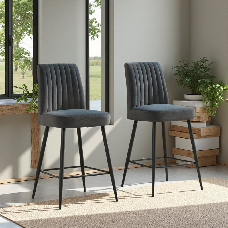 Chaises de bar réglables à pieds en fer, Gris foncé