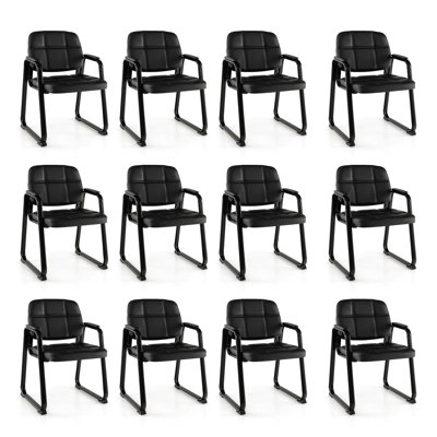 Costway Waiting Room Chair Set Of 12 Upholstered Guest Conference Chair With Armrest