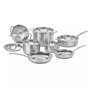 12 qt Double Boiler (3 PC/SET), Stainless Steel, Encapsulated Base,  Standard Electric, Gas Cooktop, Halogen