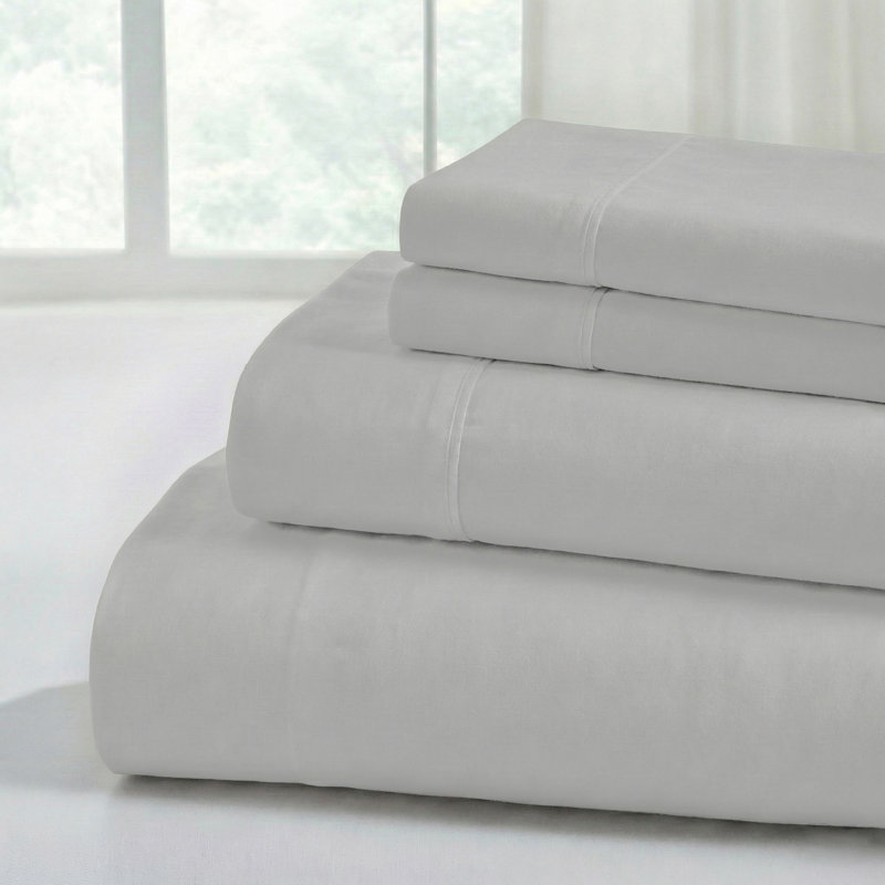 Modern Threads 4-Piece Ultra Soft Microfiber Sheet Set with Deep Pockets in Solids & Prints, Light Gray
