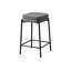 Tabouret de bar, hauteur de comptoir, ensemble de 2, cuisine, tissu gris, métal noir, contemporain, moderne