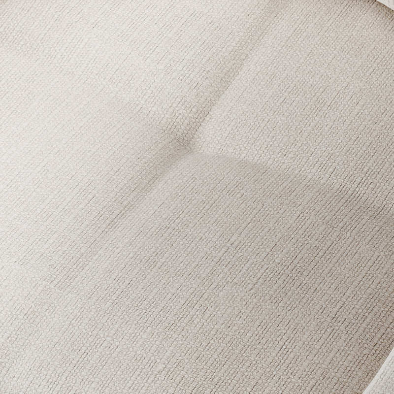 Chaise de salle à manger rembourrée en lin blanc avec poche latérale et roulettes, ensemble de 3