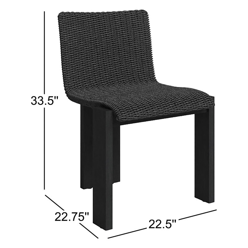 Padme Outdoor Teak Dining Side Chair, Stained Black