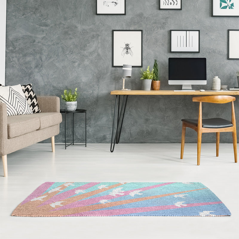 Tapis de salle de chenille pour oiseaux et coucher de soleil, Rectangle 3 pi x 5 pi