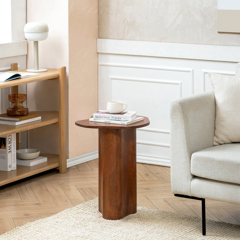 Paloma Solid Wood Asymmetrical End Table, Walnut