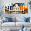Tableau abstrait géométrique Taj Mahal sur toile tendue (lot de 3)-692190686
