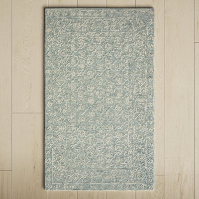 Millcreek Oriental Handmade Tufted Wool Area Rug in Ocean/Ivory