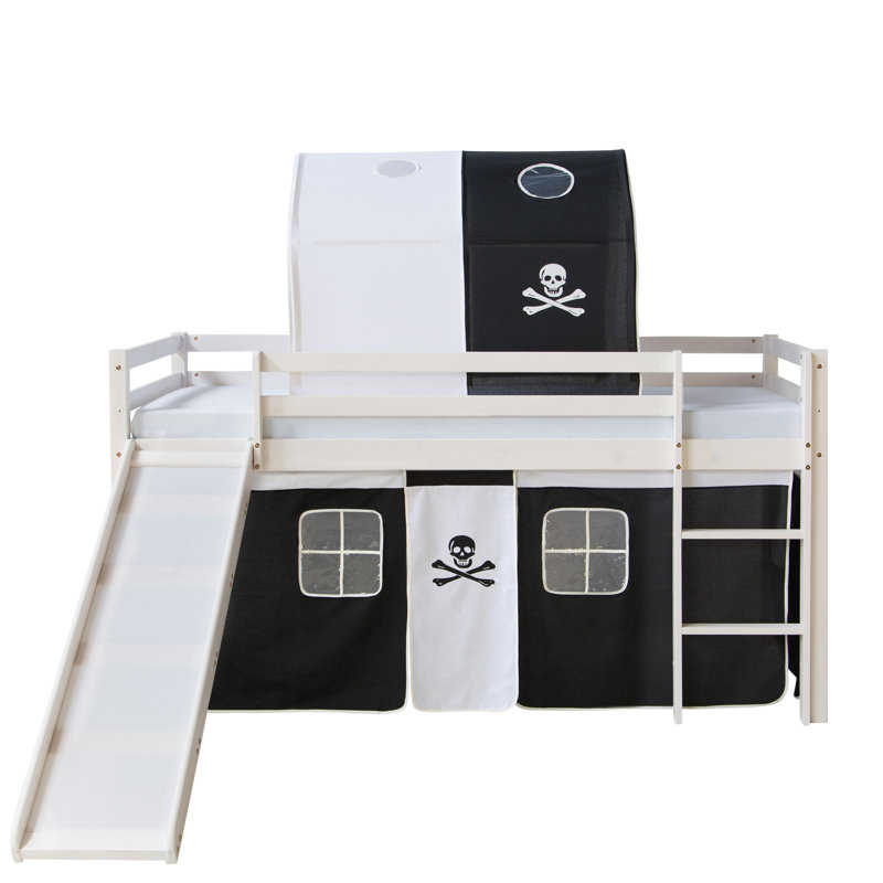 Alyria European Single Mid Sleeper Bed with Textil Set, without Slatted Frame