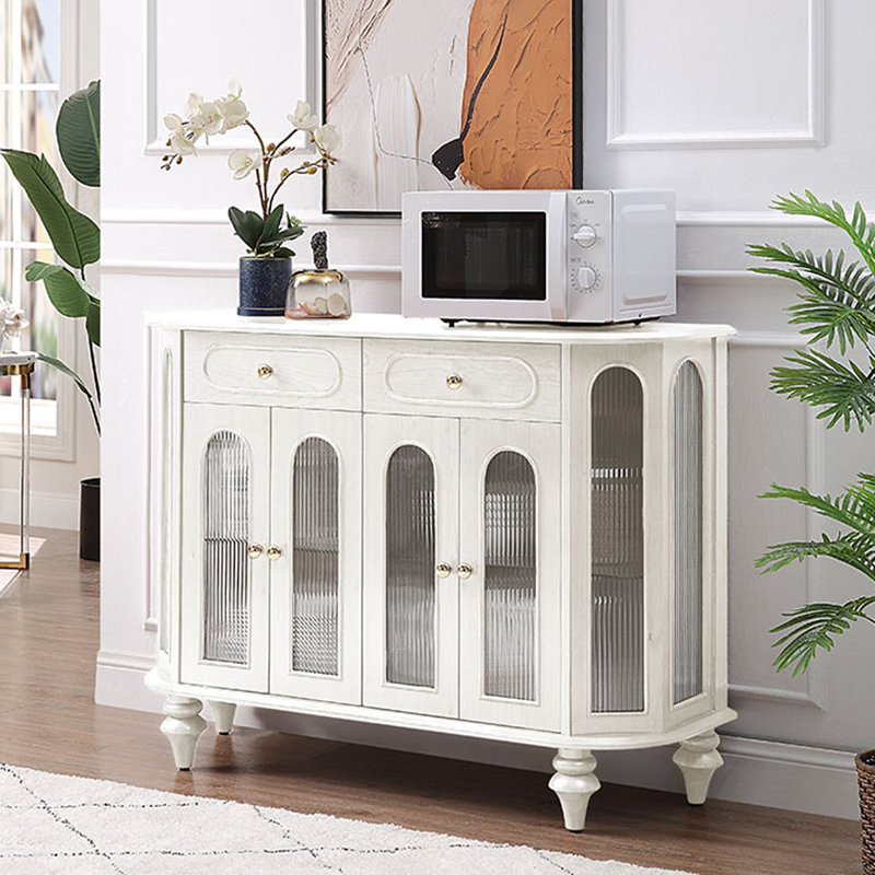 "Premium Solid Wood Multi-Door Cabinet" 59.06'' Sideboard, White