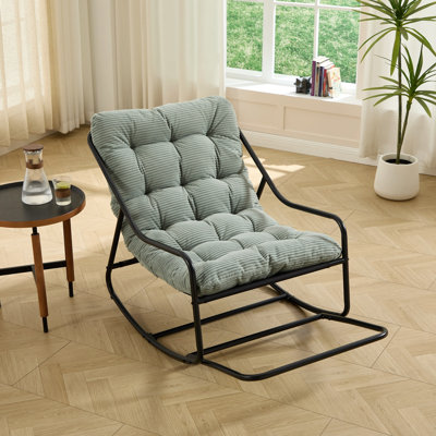 Chaise berçante d'extérieur, coussin confortable, avec coussin épais et doux, pour le salon, la chambre à coucher, la salle de lecture