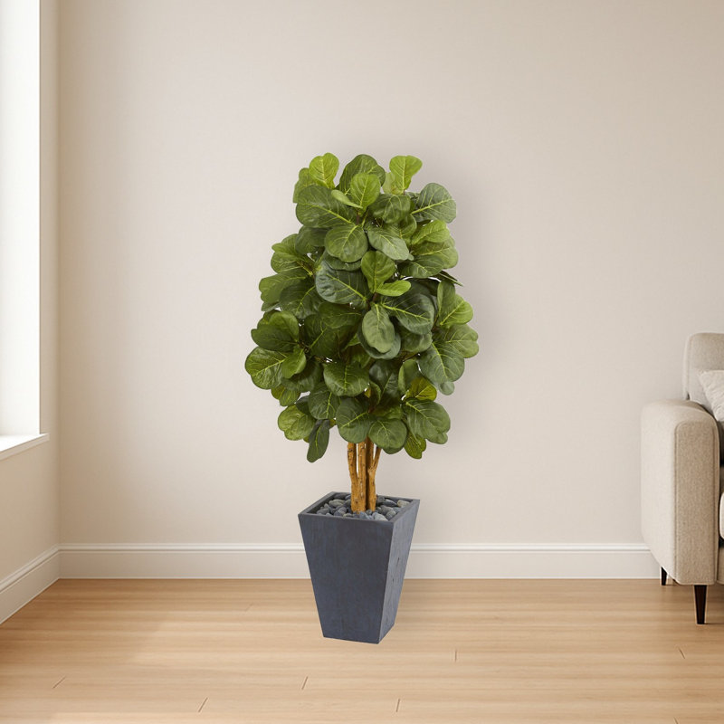 Fiddle Leaf Artificial Tree in Slate Planter