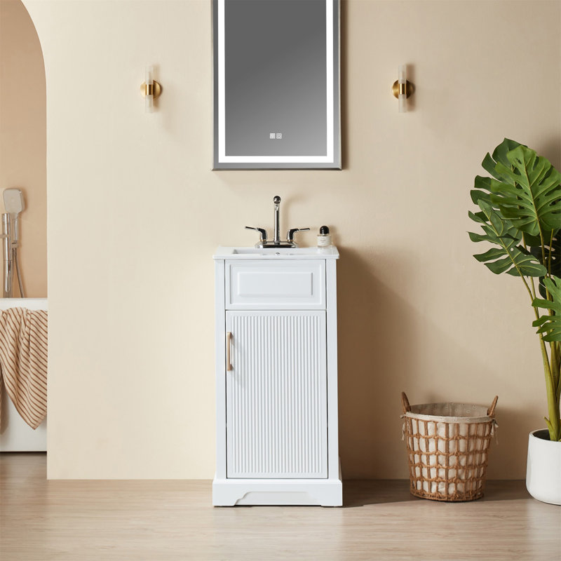 Meuble-lavabo simple autoportant de 18 po avec plateau entièrement assemblé
