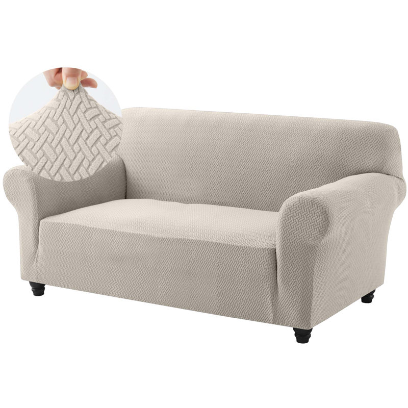 Luxury Stretchable Spandex Sofa Cover/Protector, 2 Seater, Beige