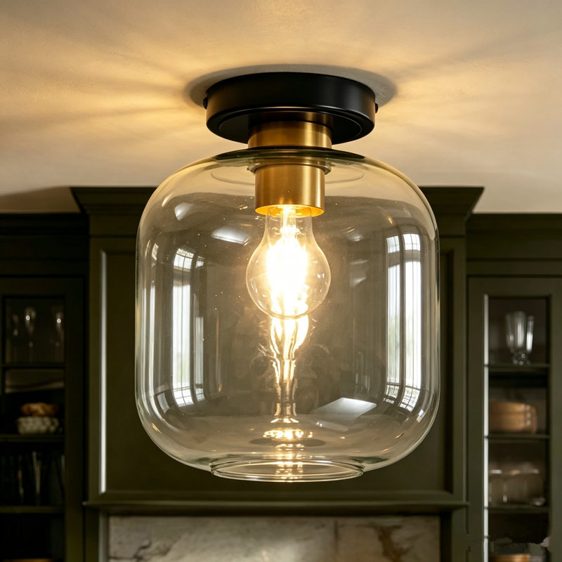 1 - Light Glass Flush Mount Ceiling Light