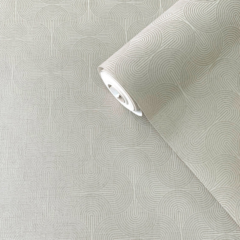 Nicely Boutique Collection Shimmery Geometric Zen 10.05m x 53cm Wallpaper Roll, Beige