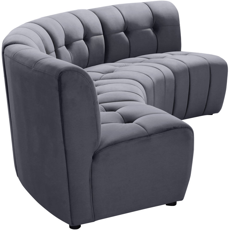 Jedson Velvet Sectional Symmetrical, Grey Velvet