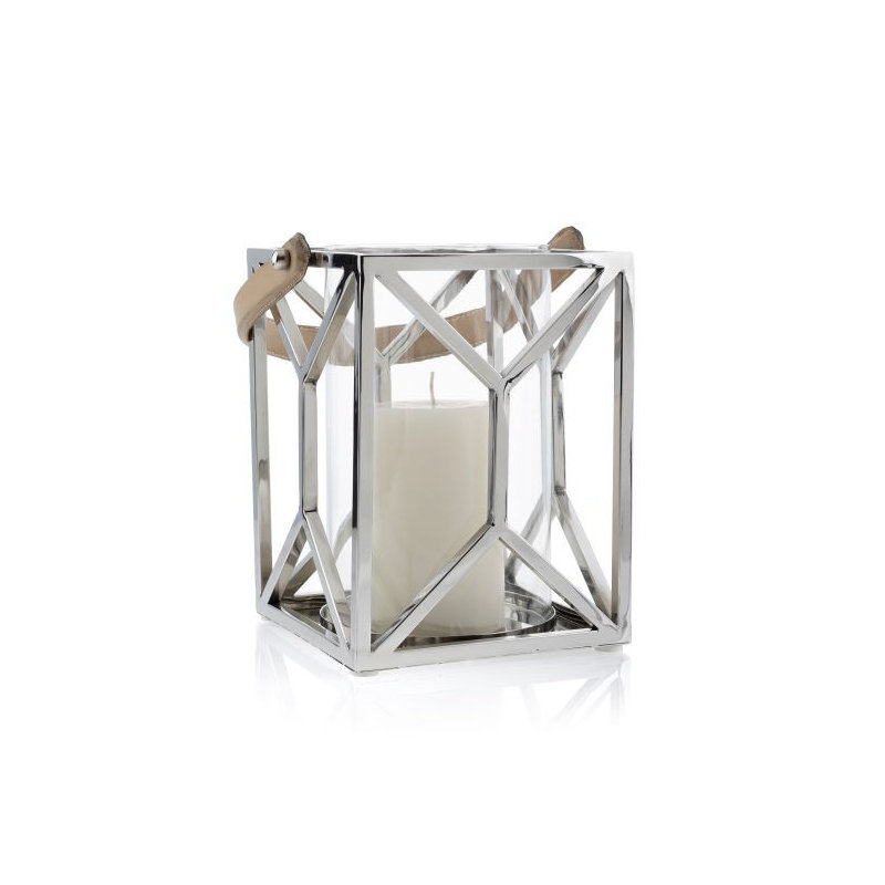 Glass Tabletop Lantern, 26 cm H x 19.50 cm W x 19.50 cm D