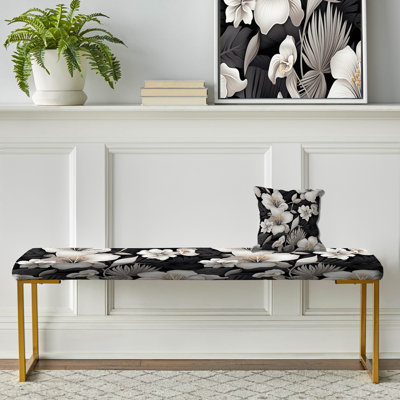 Banc floral rembourré or