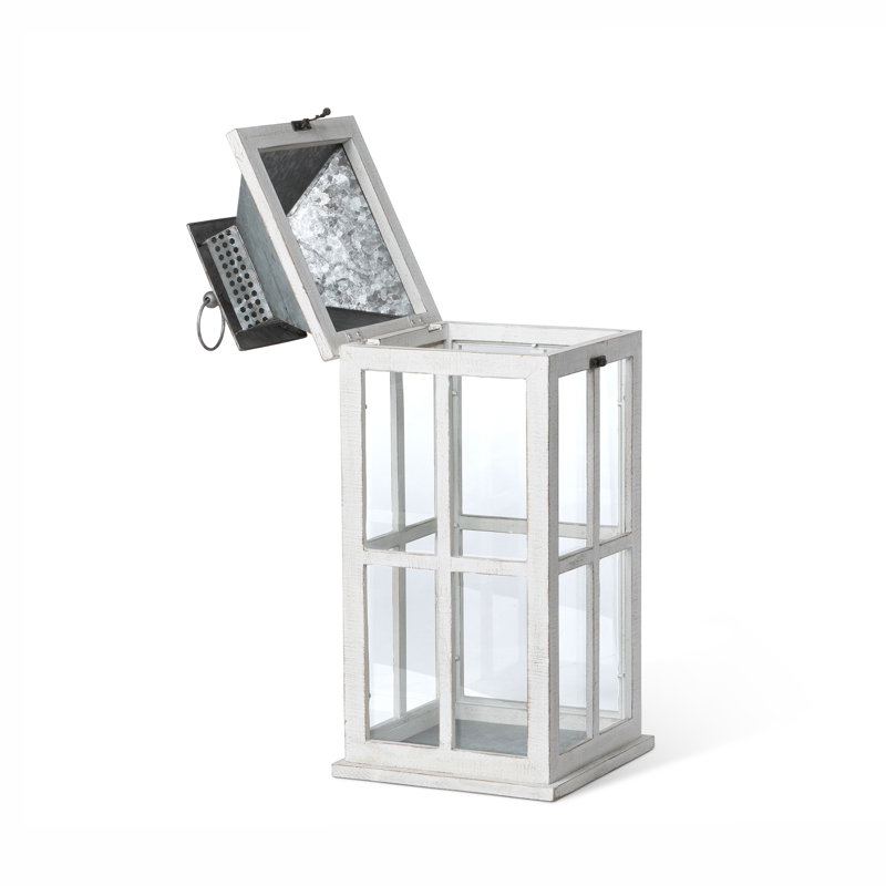 Coastal Whitewash Lantern, 27.2" H x 10" W x 10" D
