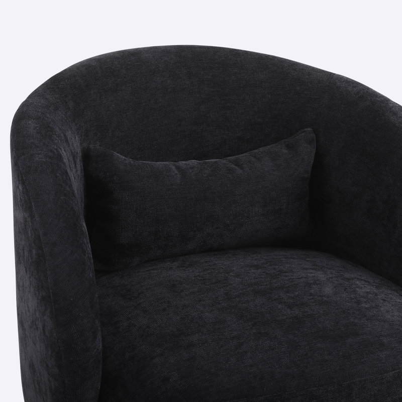 Huertes 26.40'' Wide Swivel Armchair, BLack Velvet