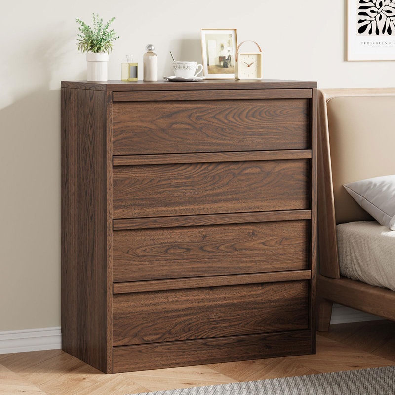 Commode moderne pour chambre à coucher - Commode 4 tiroirs, Brun