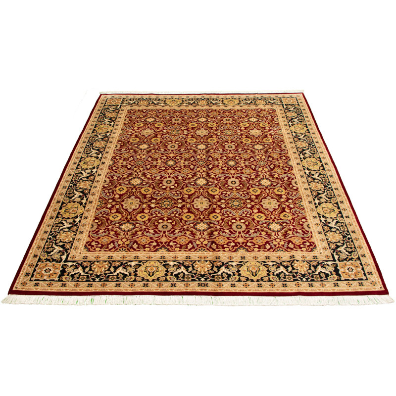One-of-a-Kind Rectangle 8'1" X 10'3" New Age Wool Area Rug in Dark Red/Beige/Black