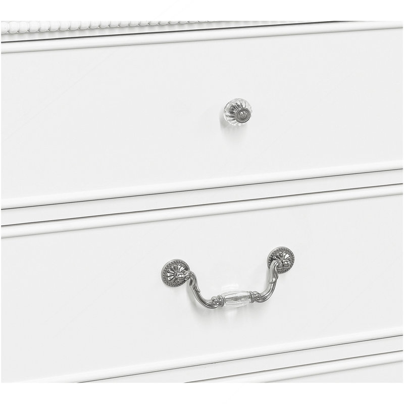 Mobilier de chambre à coucher classique en bois classique à finition blanche 1 pièce avec 5 tiroirs en queue d'aronde