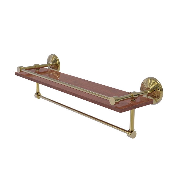 Tilney Bracket Shelf with Towel Bar, Unlacquered Brass, 5" H x 22" W x 5" D
