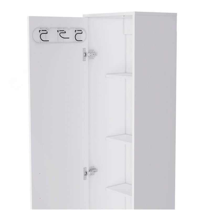 Armoire de rangement haute Lawen, porte simple, 3 porte-balais
