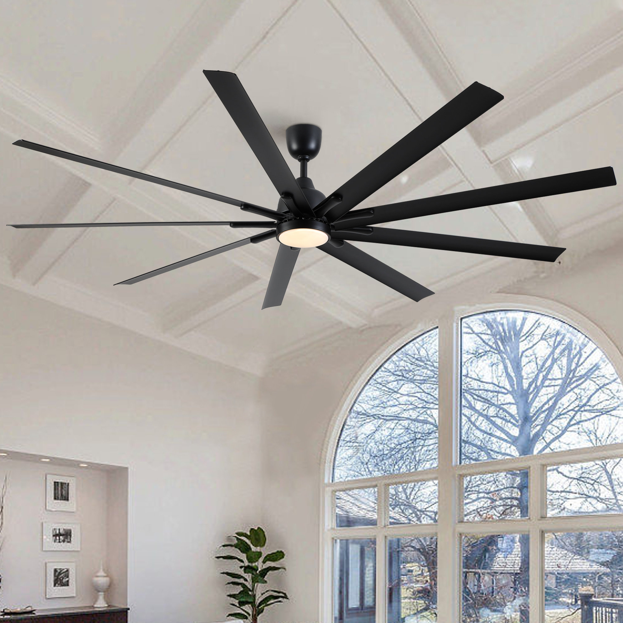 84 In. Supper Large Industrial Black Ceiling Fan with Light